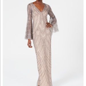Adrianna Papell Embellished Bell Sleeve Gown
